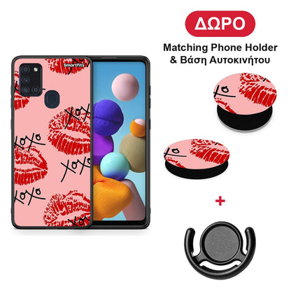 XOXO Lips - Samsung Galaxy A21s θήκη + Δώρο Phone Holder & Βάση Αυτοκινήτου