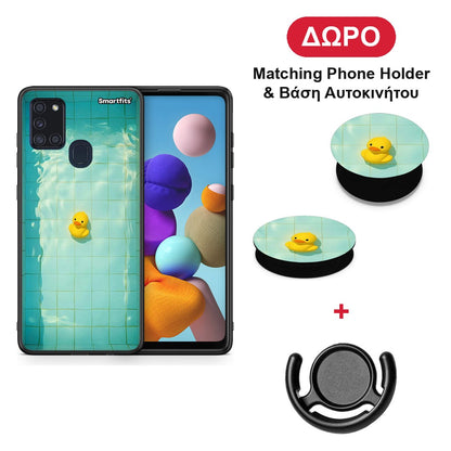 Yellow Duck - Samsung Galaxy A21s θήκη + Δώρο Phone Holder & Βάση Αυτοκινήτου