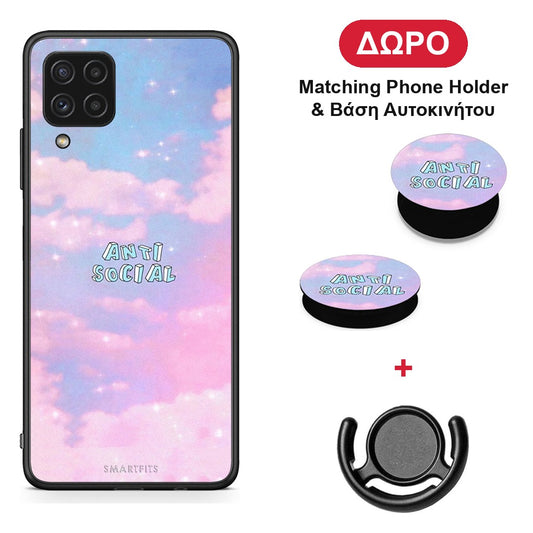 Anti Social - Samsung Galaxy A22 4G θήκη + Δώρο Phone Holder & Βάση Αυτοκινήτου