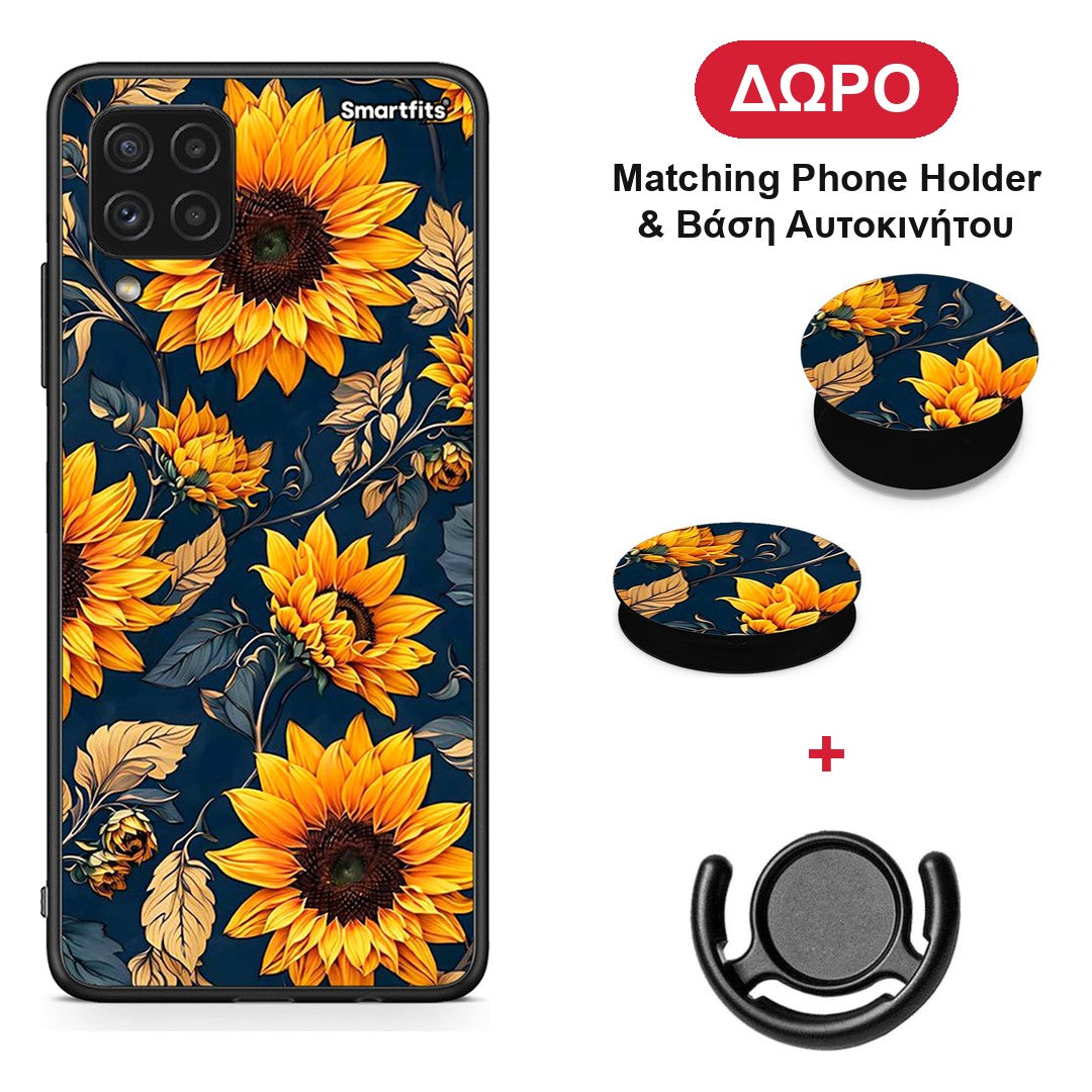 Autumn Sunflowers - Samsung Galaxy A22 4G θήκη + Δώρο Phone Holder & Βάση Αυτοκινήτου