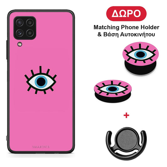 Blue Eye Pink - Samsung Galaxy A22 4G θήκη + Δώρο Phone Holder & Βάση Αυτοκινήτου