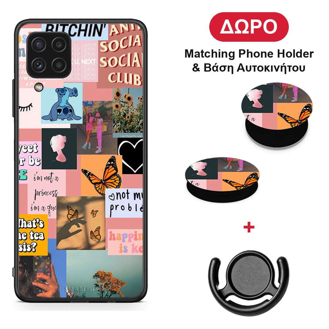 Collage Bitchin - Samsung Galaxy A22 4G θήκη + Δώρο Phone Holder & Βάση Αυτοκινήτου