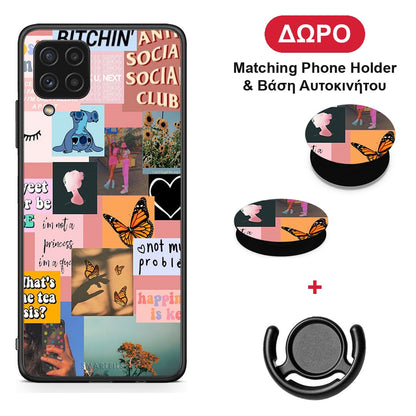 Collage Bitchin - Samsung Galaxy A22 4G θήκη + Δώρο Phone Holder & Βάση Αυτοκινήτου