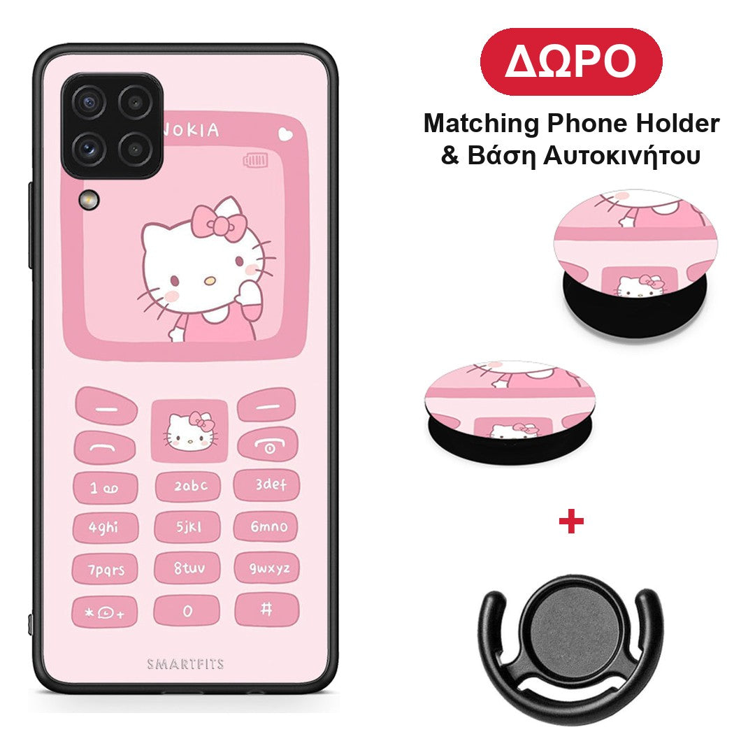 Hello Kitten - Samsung Galaxy A22 4G θήκη + Δώρο Phone Holder & Βάση Αυτοκινήτου