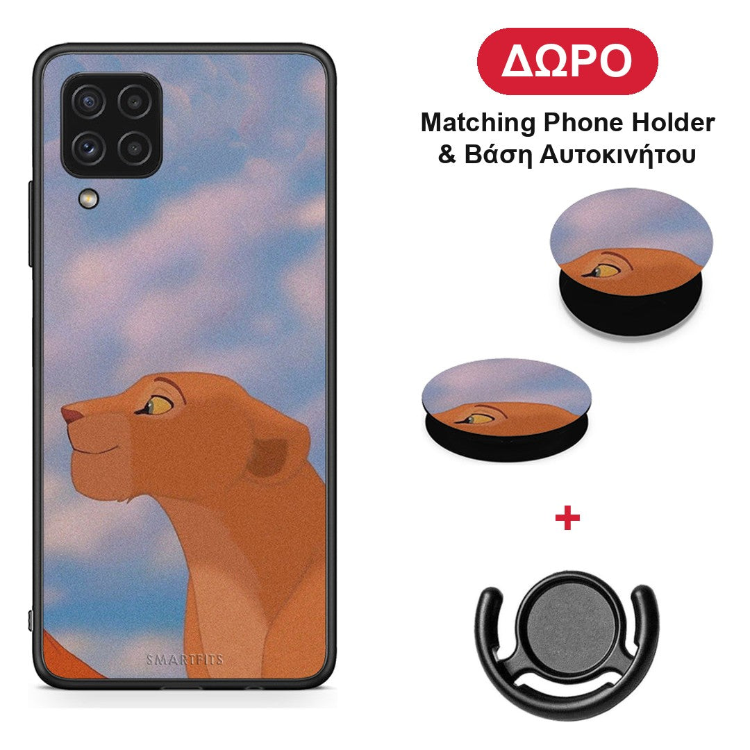 Lion Love 2 - Samsung Galaxy A22 4G θήκη + Δώρο Phone Holder & Βάση Αυτοκινήτου