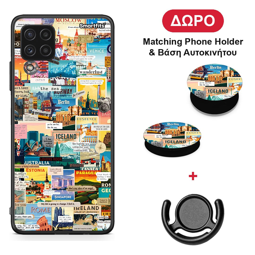 Live To Travel - Samsung Galaxy A22 4G θήκη + Δώρο Phone Holder & Βάση Αυτοκινήτου