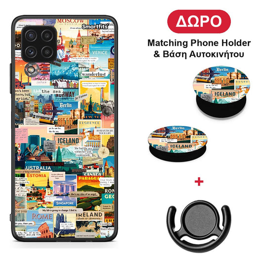 Live To Travel - Samsung Galaxy A22 4G θήκη + Δώρο Phone Holder & Βάση Αυτοκινήτου