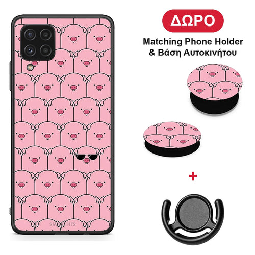 Pig Glasses - Samsung Galaxy A22 4G θήκη + Δώρο Phone Holder & Βάση Αυτοκινήτου