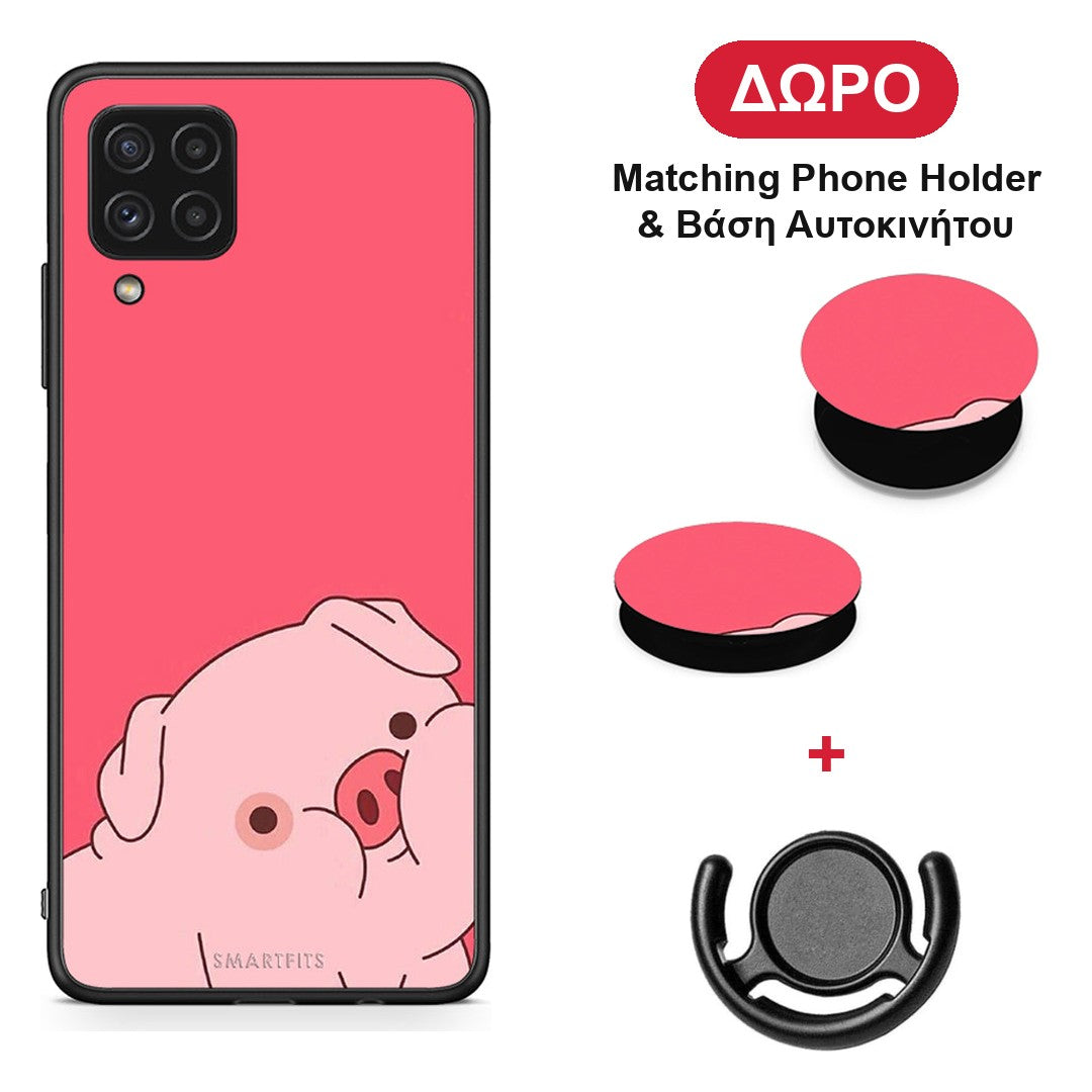 Pig Love 1 - Samsung Galaxy A22 4G θήκη + Δώρο Phone Holder & Βάση Αυτοκινήτου