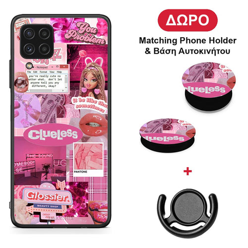 Pink Love - Samsung Galaxy A22 4G θήκη + Δώρο Phone Holder & Βάση Αυτοκινήτου