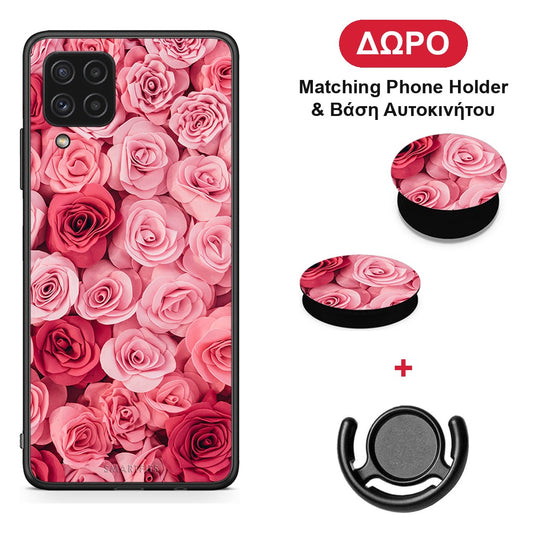 Valentine RoseGarden - Samsung Galaxy A22 4G θήκη + Δώρο Phone Holder & Βάση Αυτοκινήτου