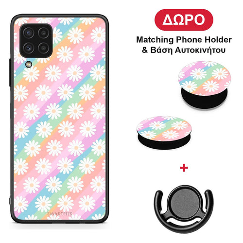 White Daisies - Samsung Galaxy A22 4G θήκη + Δώρο Phone Holder & Βάση Αυτοκινήτου