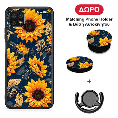 Autumn Sunflowers - Samsung Galaxy A22 5G θήκη + Δώρο Phone Holder & Βάση Αυτοκινήτου