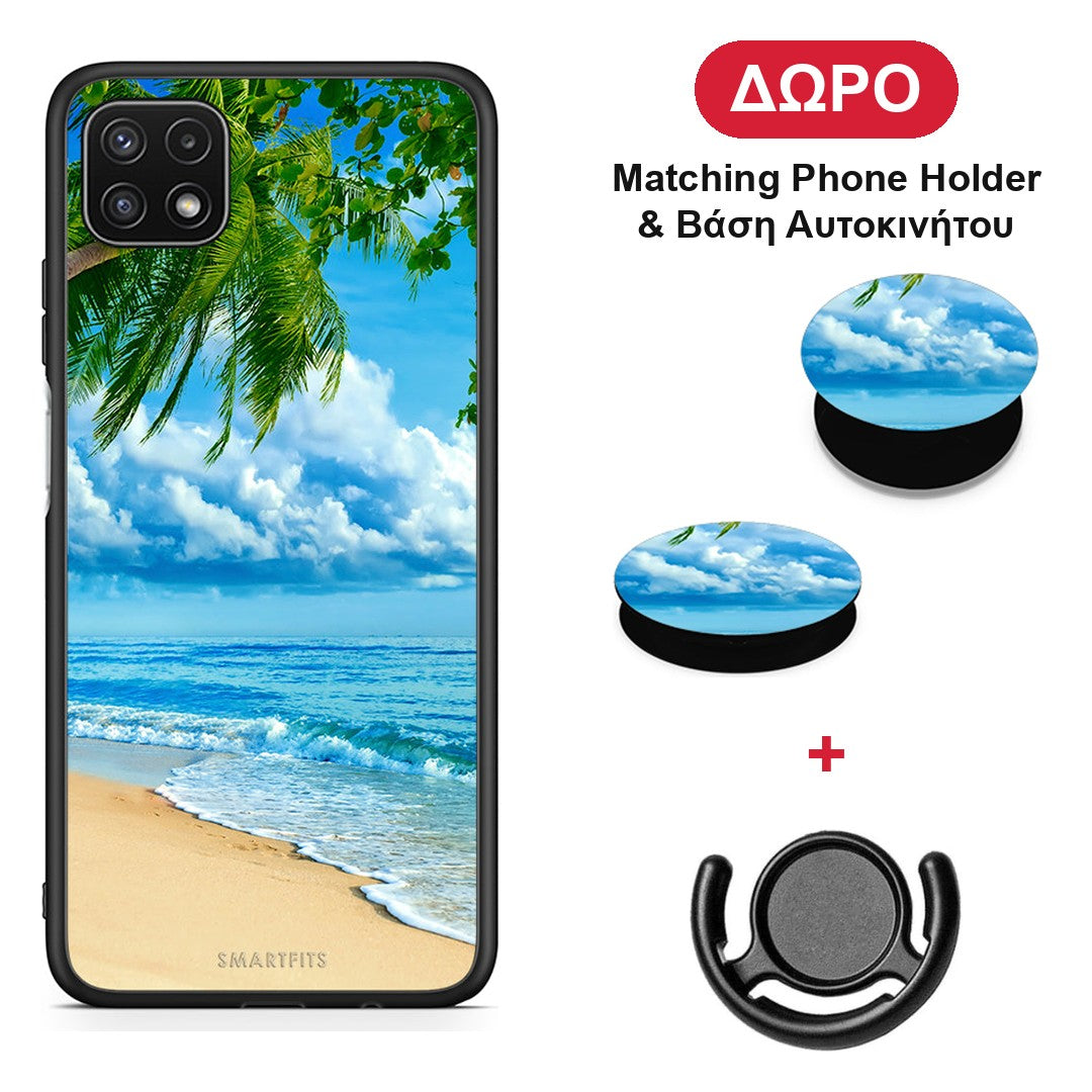 Beautiful Beach - Samsung Galaxy A22 5G θήκη + Δώρο Phone Holder & Βάση Αυτοκινήτου