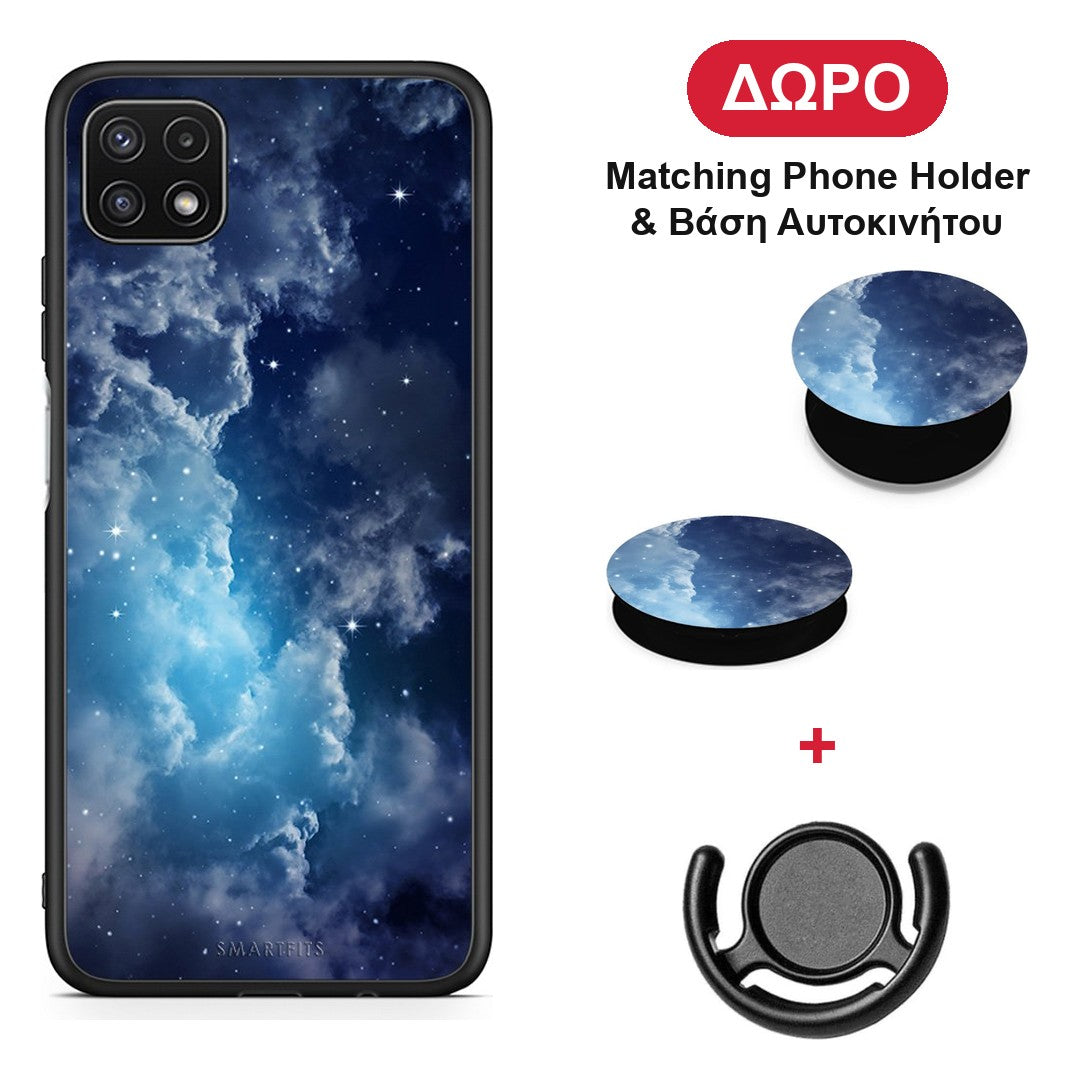 Galactic Blue Sky - Samsung Galaxy A22 5G θήκη + Δώρο Phone Holder & Βάση Αυτοκινήτου