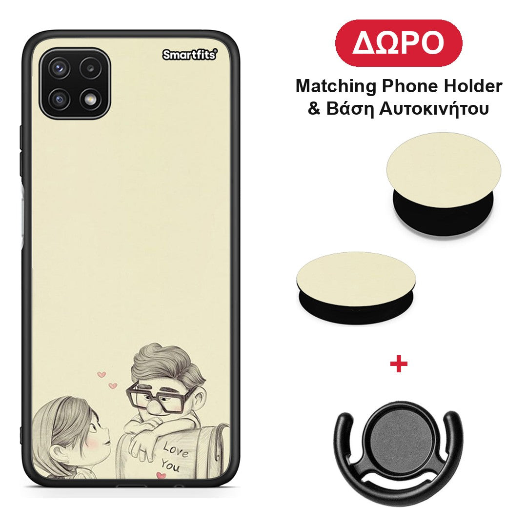 Carl And Ellie - Samsung Galaxy A22 5G θήκη + Δώρο Phone Holder & Βάση Αυτοκινήτου