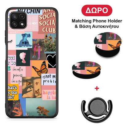 Collage Bitchin - Samsung Galaxy A22 5G θήκη + Δώρο Phone Holder & Βάση Αυτοκινήτου