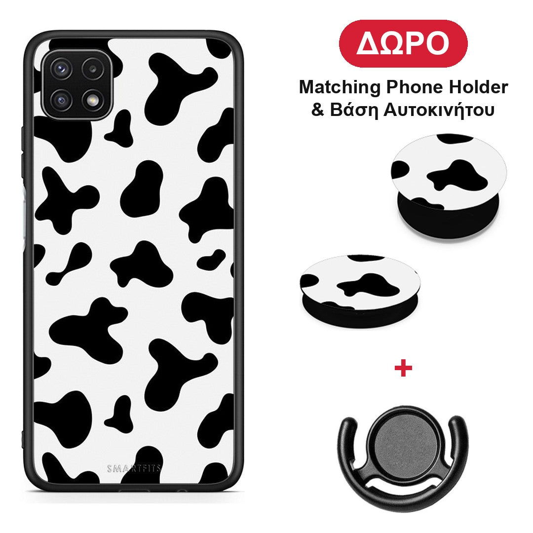 Cow Print - Samsung Galaxy A22 5G θήκη + Δώρο Phone Holder & Βάση Αυτοκινήτου
