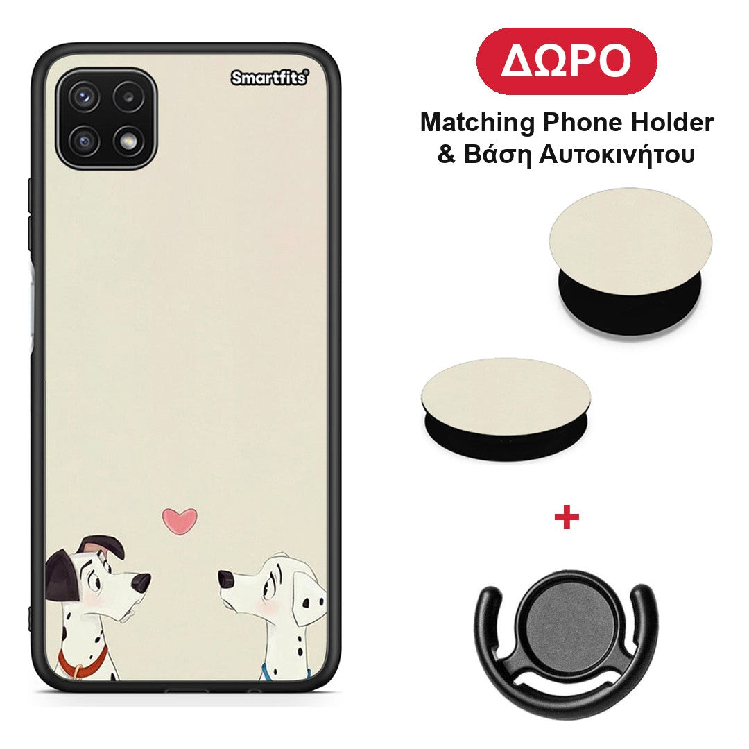 Dalmatians Love - Samsung Galaxy A22 5G θήκη + Δώρο Phone Holder & Βάση Αυτοκινήτου
