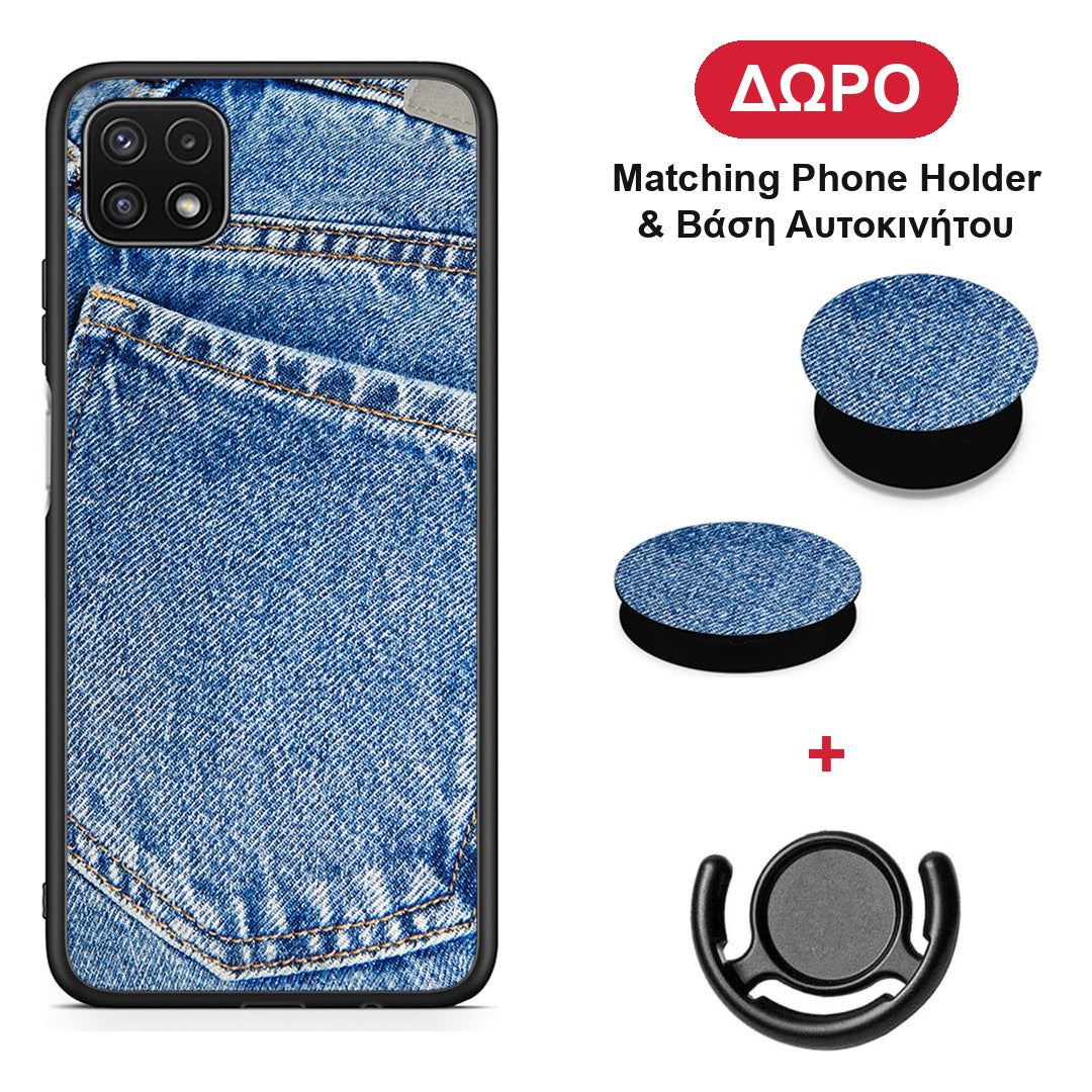 Jeans Pocket - Samsung Galaxy A22 5G θήκη + Δώρο Phone Holder & Βάση Αυτοκινήτου