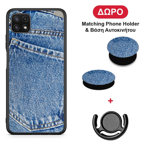 Jeans Pocket - Samsung Galaxy A22 5G θήκη + Δώρο Phone Holder & Βάση Αυτοκινήτου