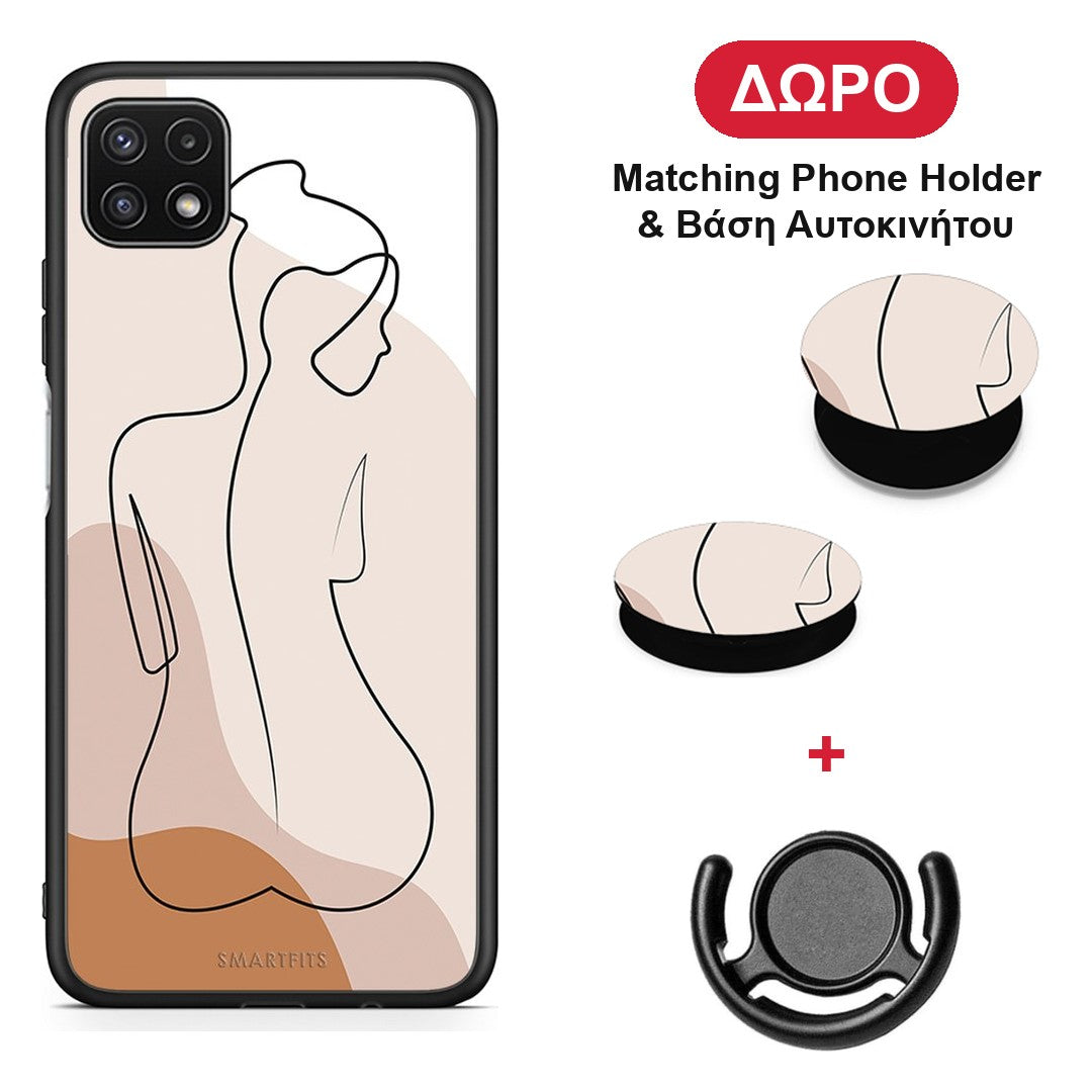 LineArt Woman - Samsung Galaxy A22 5G θήκη + Δώρο Phone Holder & Βάση Αυτοκινήτου