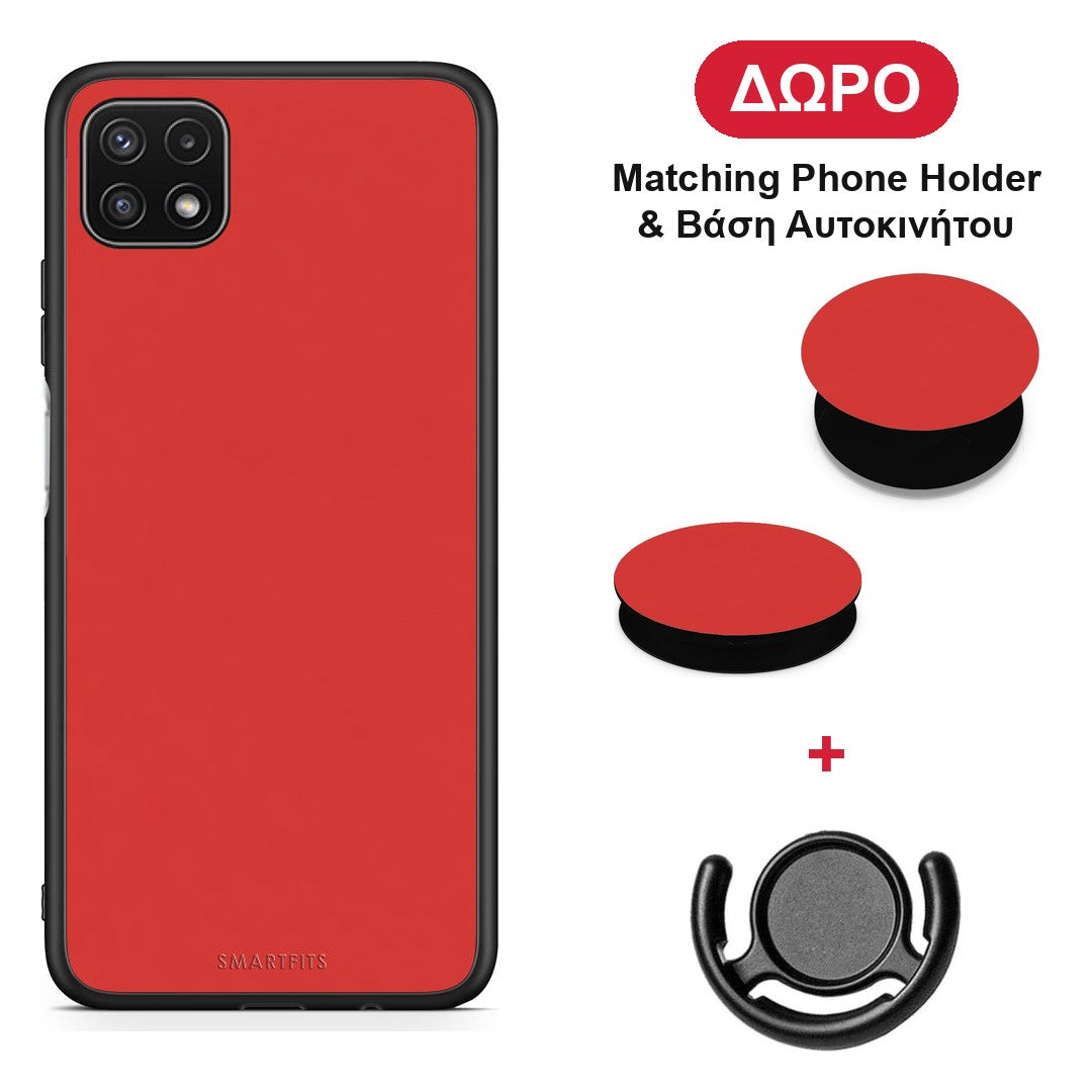 Poppy Red - Samsung Galaxy A22 5G θήκη + Δώρο Phone Holder & Βάση Αυτοκινήτου