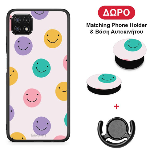 Smiley Faces - Samsung Galaxy A22 5G θήκη + Δώρο Phone Holder & Βάση Αυτοκινήτου