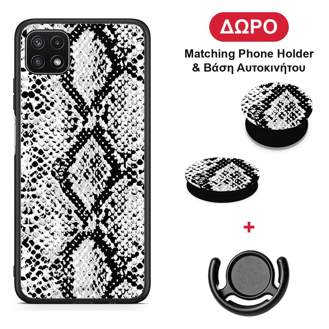 Animal White Snake - Samsung Galaxy A22 5G θήκη + Δώρο Phone Holder & Βάση Αυτοκινήτου
