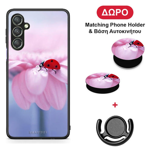 Ladybug Flower - Samsung Galaxy A24 4G θήκη + Δώρο Phone Holder & Βάση Αυτοκινήτου