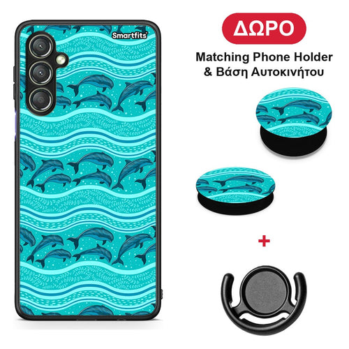 Swimming Dolphins - Samsung Galaxy A24 4G θήκη + Δώρο Phone Holder & Βάση Αυτοκινήτου
