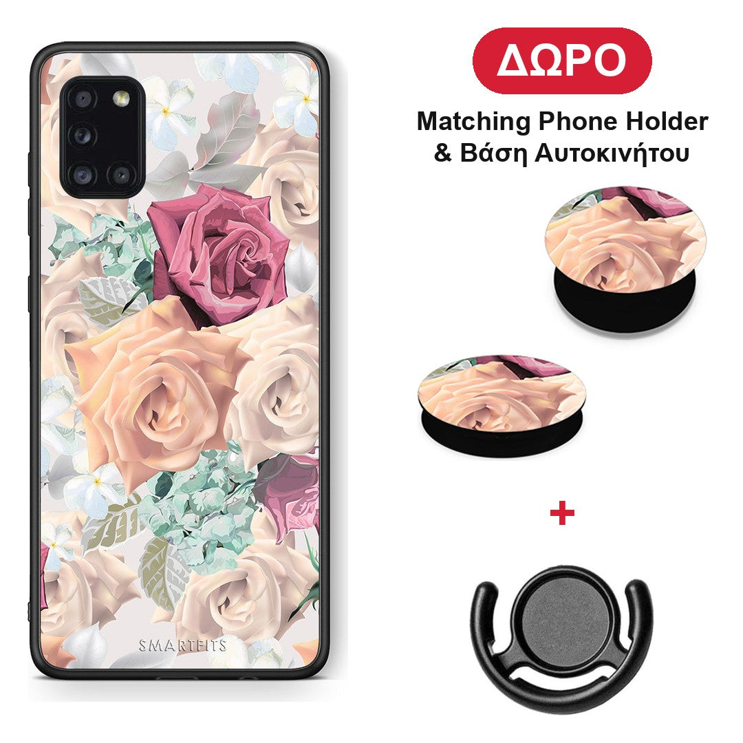 Floral Bouquet - Samsung Galaxy A31 θήκη + Δώρο Phone Holder & Βάση Αυτοκινήτου