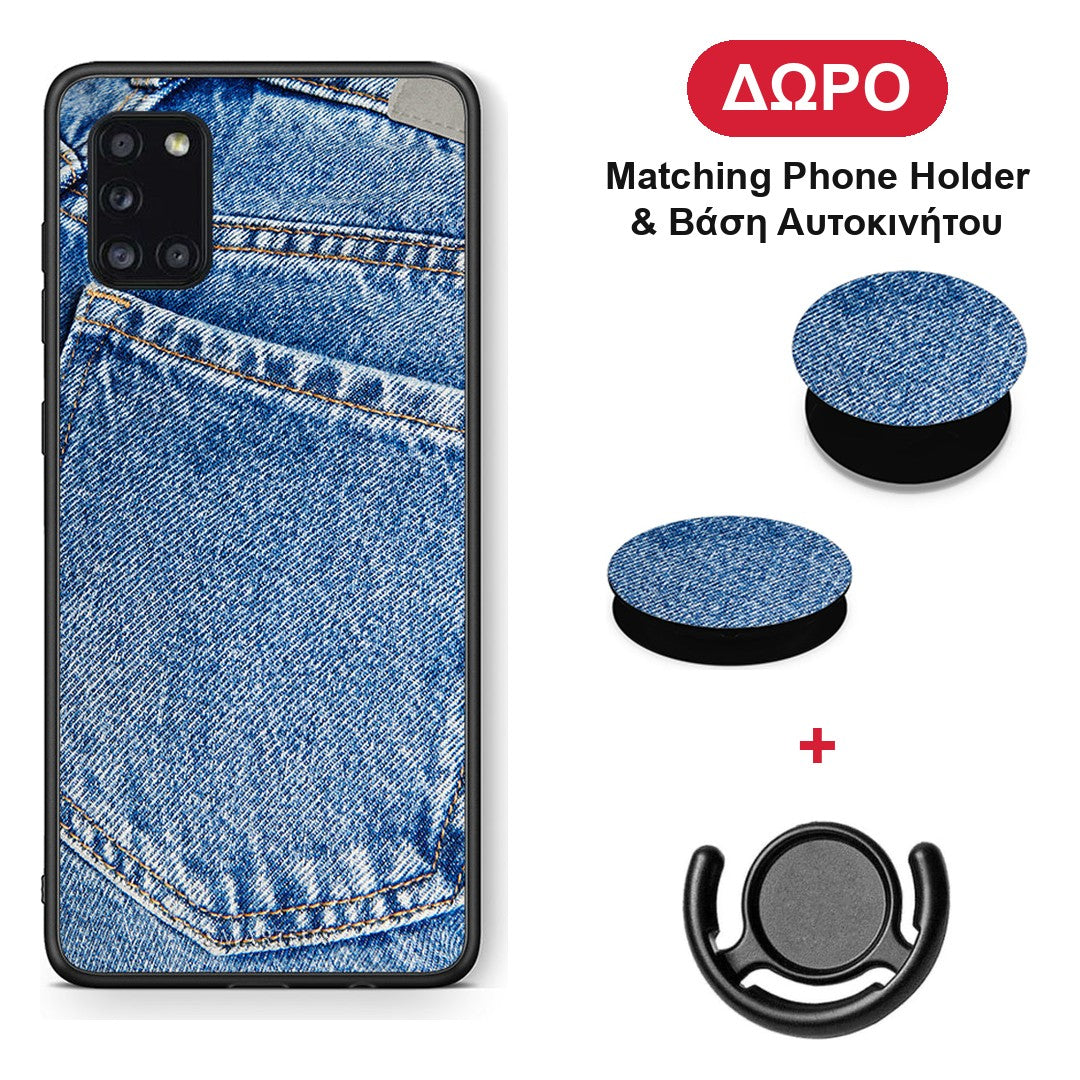 Jeans Pocket - Samsung Galaxy A31 θήκη + Δώρο Phone Holder & Βάση Αυτοκινήτου