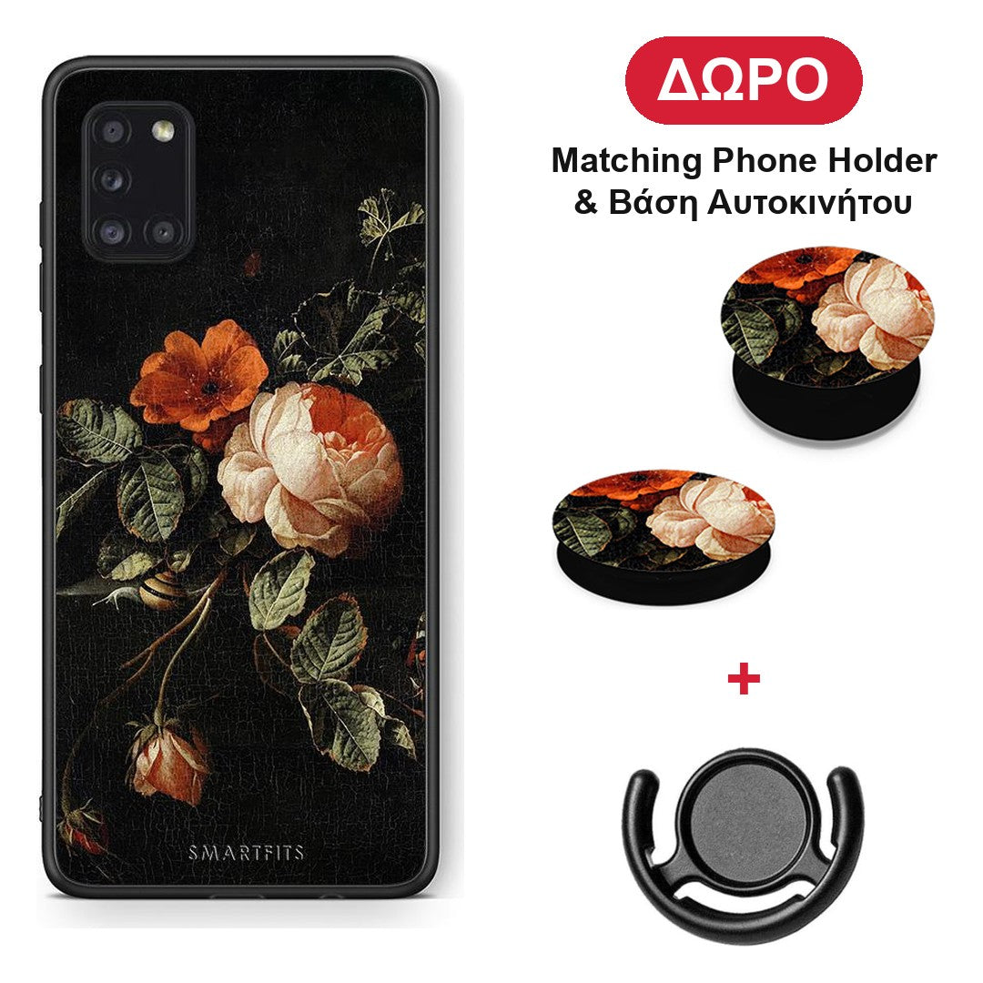 Vintage Roses - Samsung Galaxy A31 θήκη + Δώρο Phone Holder & Βάση Αυτοκινήτου