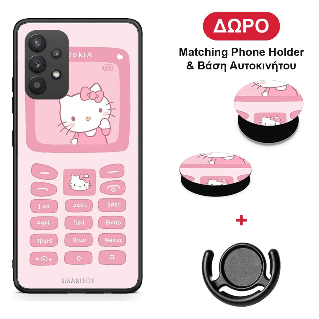 Hello Kitten - Samsung Galaxy A32 4G θήκη + Δώρο Phone Holder & Βάση Αυτοκινήτου