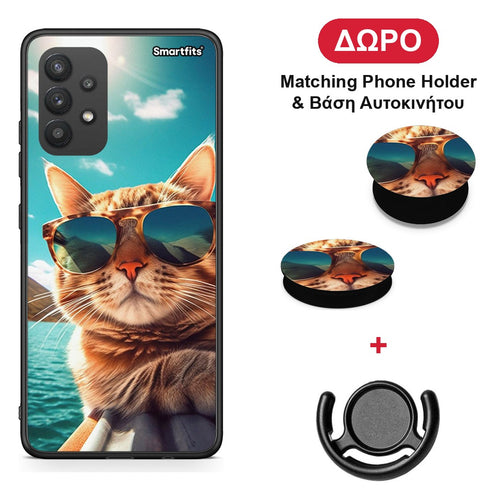 Summer Cat - Samsung Galaxy A32 4G θήκη + Δώρο Phone Holder & Βάση Αυτοκινήτου