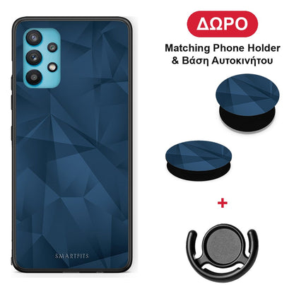 Geometric Blue Abstract - Samsung Galaxy A32 5G θήκη + Δώρο Phone Holder & Βάση Αυτοκινήτου