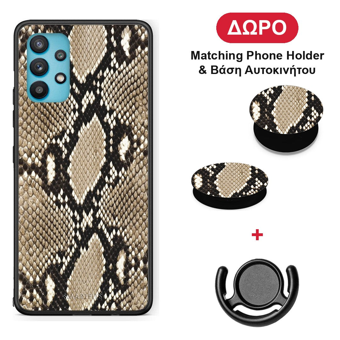 Animal Fashion Snake - Samsung Galaxy A32 5G θήκη + Δώρο Phone Holder & Βάση Αυτοκινήτου