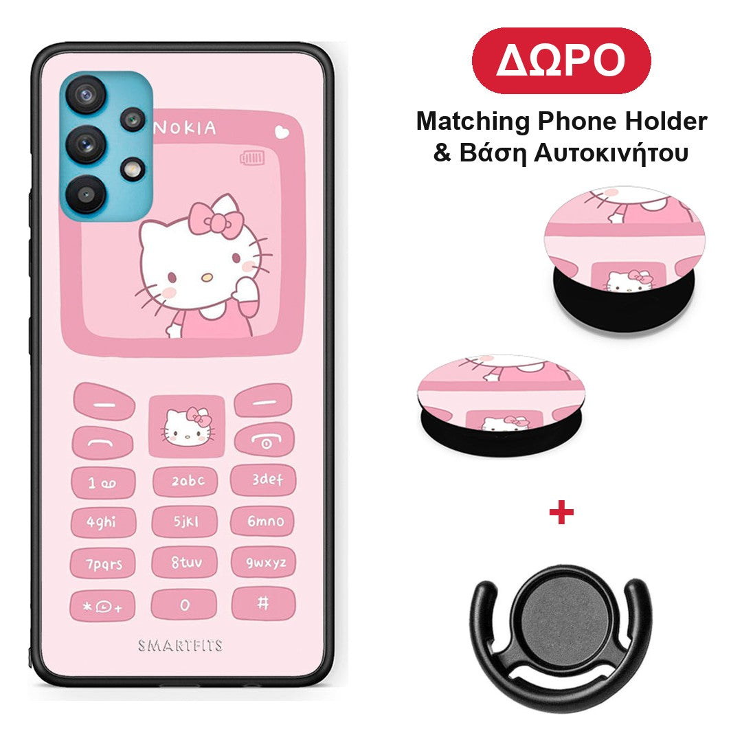 Hello Kitten - Samsung Galaxy A32 5G θήκη + Δώρο Phone Holder & Βάση Αυτοκινήτου