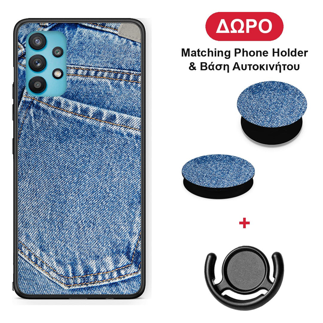 Jeans Pocket - Samsung Galaxy A32 5G θήκη + Δώρο Phone Holder & Βάση Αυτοκινήτου