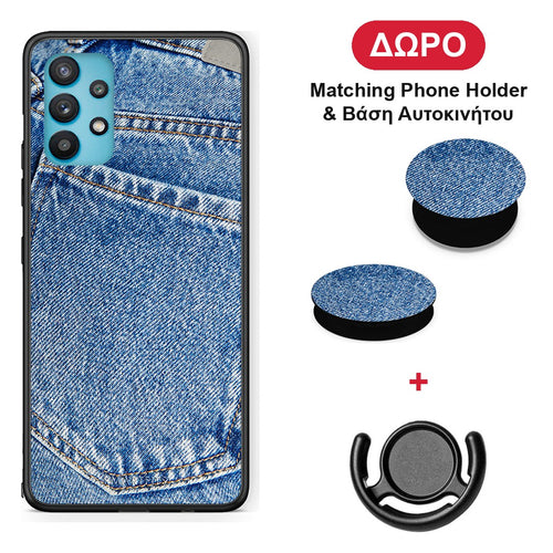 Jeans Pocket - Samsung Galaxy A32 5G θήκη + Δώρο Phone Holder & Βάση Αυτοκινήτου