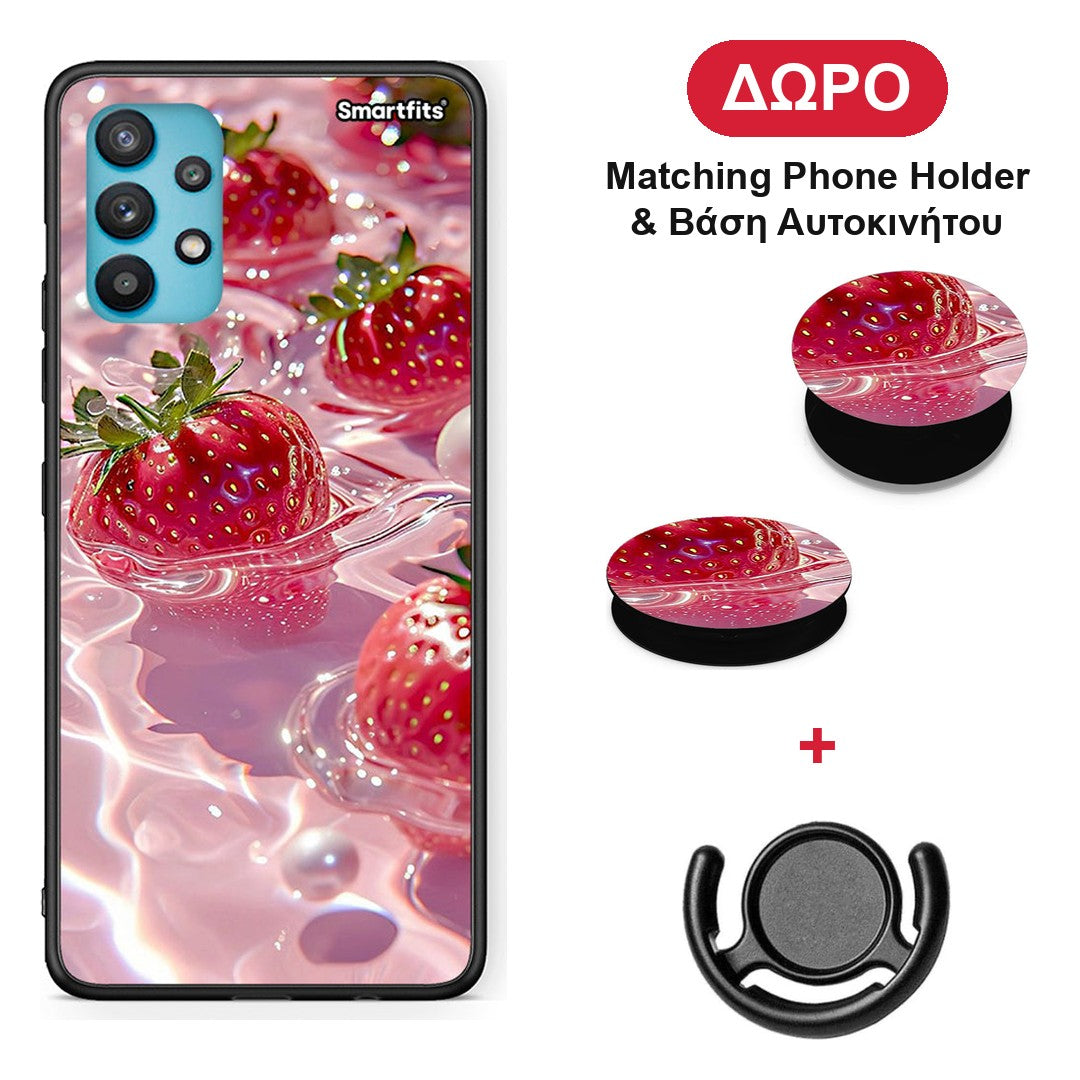Juicy Strawberries - Samsung Galaxy A32 5G θήκη + Δώρο Phone Holder & Βάση Αυτοκινήτου