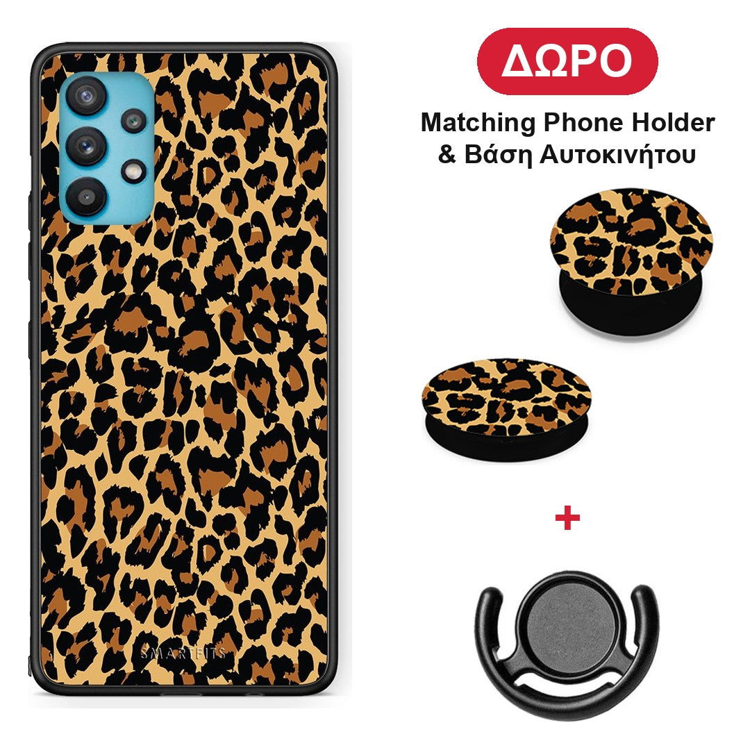 Animal Leopard - Samsung Galaxy A32 5G θήκη + Δώρο Phone Holder & Βάση Αυτοκινήτου