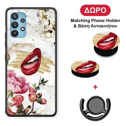 Red Lips - Samsung Galaxy A32 5G θήκη + Δώρο Phone Holder & Βάση Αυτοκινήτου