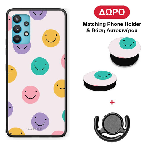 Smiley Faces - Samsung Galaxy A32 5G θήκη + Δώρο Phone Holder & Βάση Αυτοκινήτου