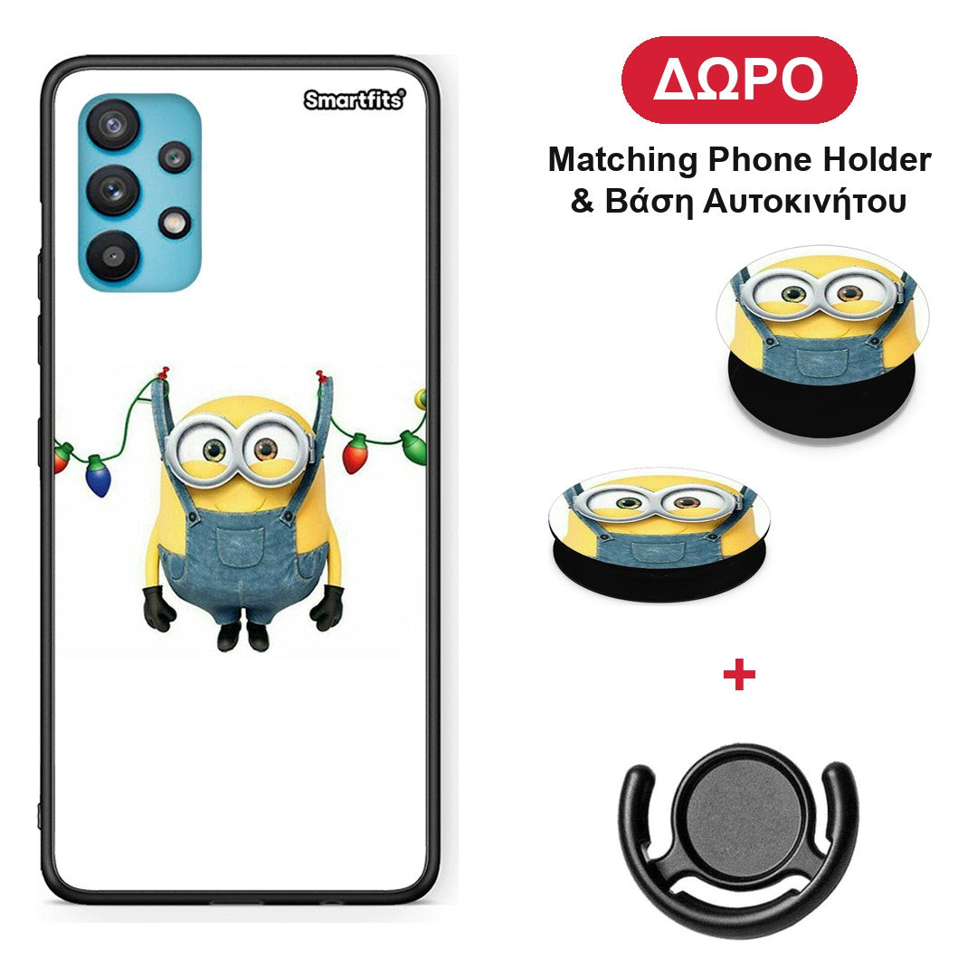 Xmas Minion Lights - Samsung Galaxy A32 5G θήκη + Δώρο Phone Holder & Βάση Αυτοκινήτου