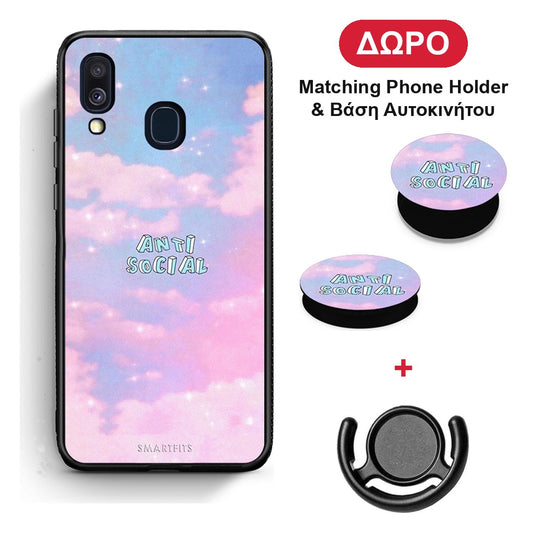 Anti Social - Samsung Galaxy A40 θήκη + Δώρο Phone Holder & Βάση Αυτοκινήτου