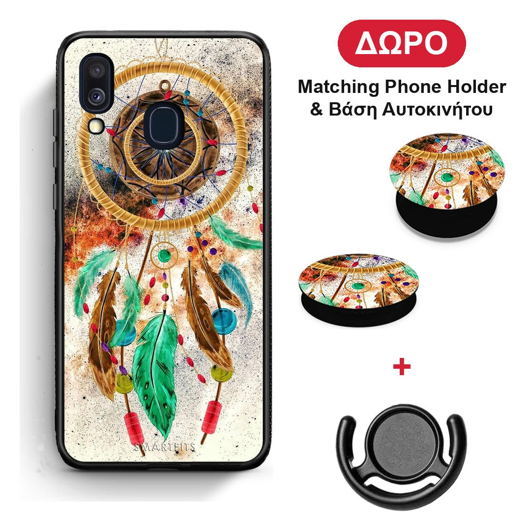 Boho DreamCatcher - Samsung Galaxy A40 θήκη + Δώρο Phone Holder & Βάση Αυτοκινήτου