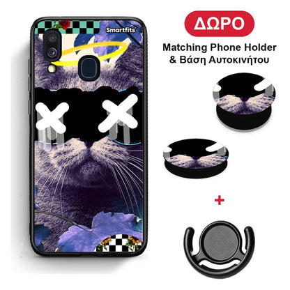 Cat Collage - Samsung Galaxy A40 θήκη + Δώρο Phone Holder & Βάση Αυτοκινήτου