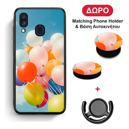 Colorful Balloons - Samsung Galaxy A40 θήκη + Δώρο Phone Holder & Βάση Αυτοκινήτου